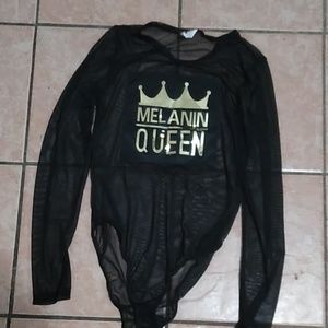 Melanin Queen see through black bodysuit